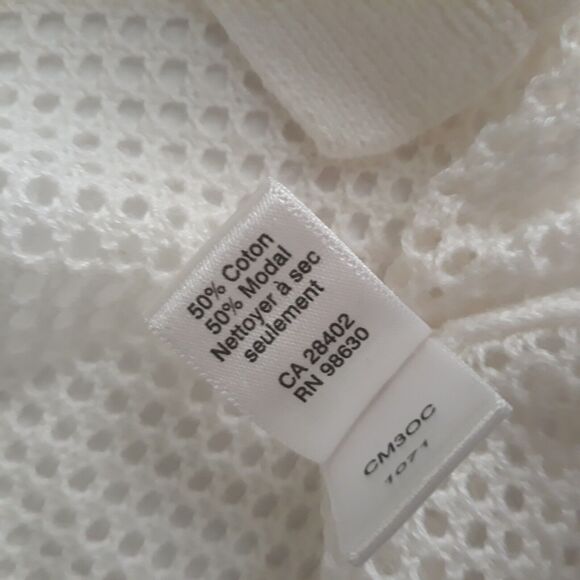 Lilla P Open Open Knit Cardigan Sweater Women's M White Long Sleeves - Picture 10 of 11